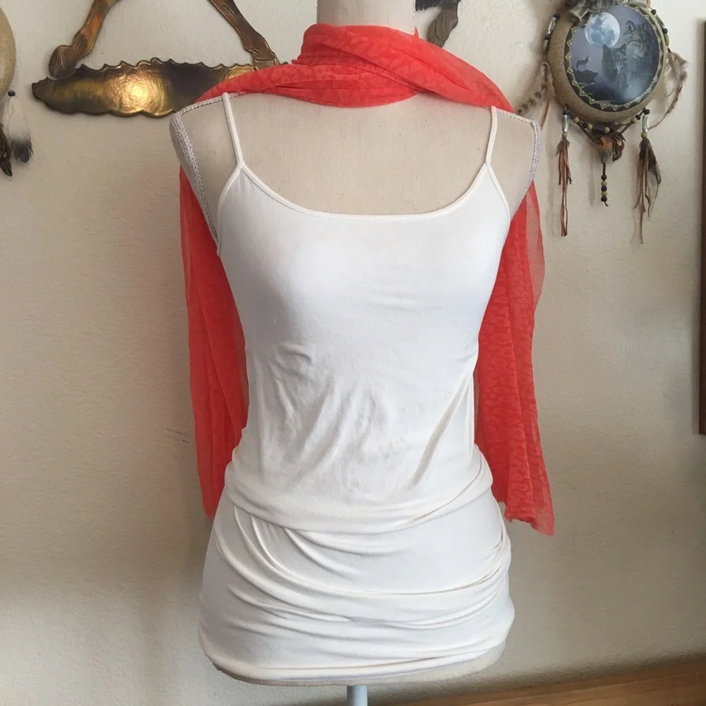 Coral pink soft light stretchy scarf wrap
